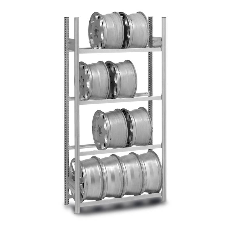 PROREGAL Felgenregal Stecksystem T-Profil Grundregal HxBxT 250 x 100 x 30 cm 5 Ebenen Fachlast 150 kg Verzinkt von PROREGAL
