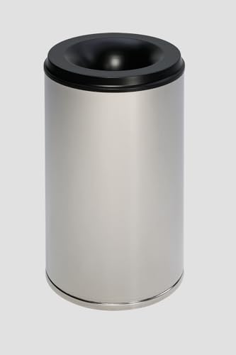 PROREGAL Feuersicherer Papierkorb | 50 Liter, HxBxT 52x37,5x37,5cm | Edelstahl | Silber | Papiereimer Mülleimer für Papier von PROREGAL