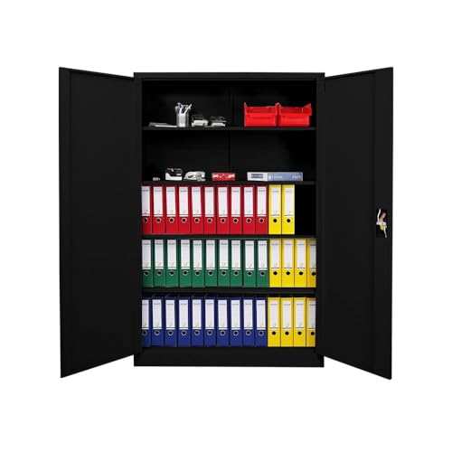 PROREGAL Flügeltürenschrank Elephant Metall Aktenschrank komplett montiert abschließbar 2 Türen 180x120x40cm Stahl 4 Ebenen Stahlschrank Pulverbeschichtung Schwarz Werkstattschrank Mehrzweckschrank PROREGAL Flügeltürenschrank Elephant Metall Aktenschrank komplett montiert abschließbar 2 Türen 180x120x40cm Stahl 4 Ebenen Stahlschrank Pulverbeschichtung Schwarz Werkstattschrank Mehrzweckschrank von PROREGAL