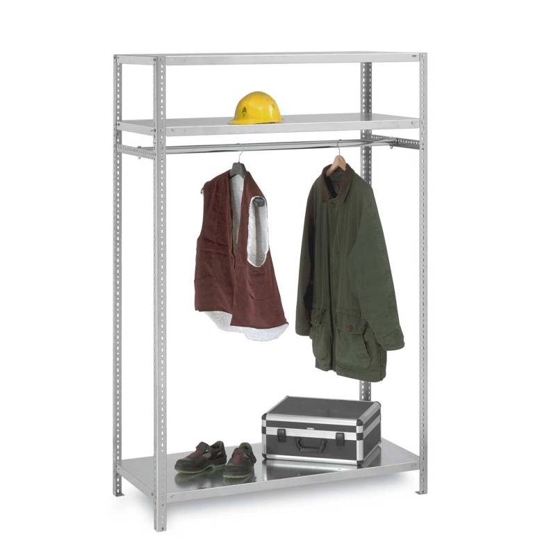 PROREGAL Garderobenregal Schraubsystem Grundregal HxBxT 200 x 100 x 60 cm Fachlast 100 kg Lichtgrau von PROREGAL