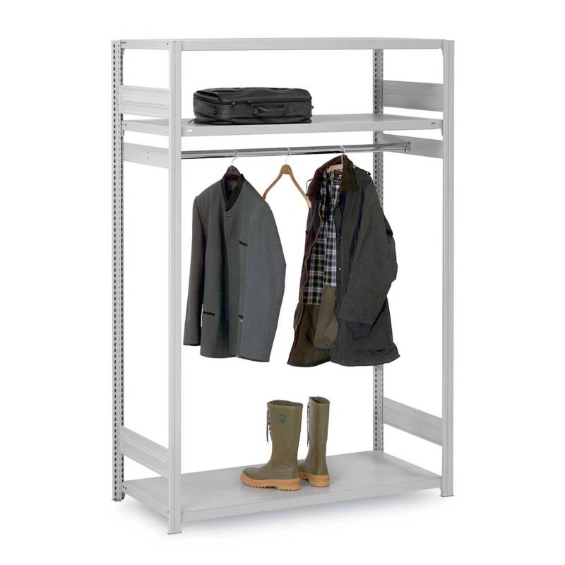 PROREGAL Garderobenregal Stecksystem T-Profil Grundregal HxBxT 200x100x60 cm Fachlast 100 kg Lichtgrau von PROREGAL