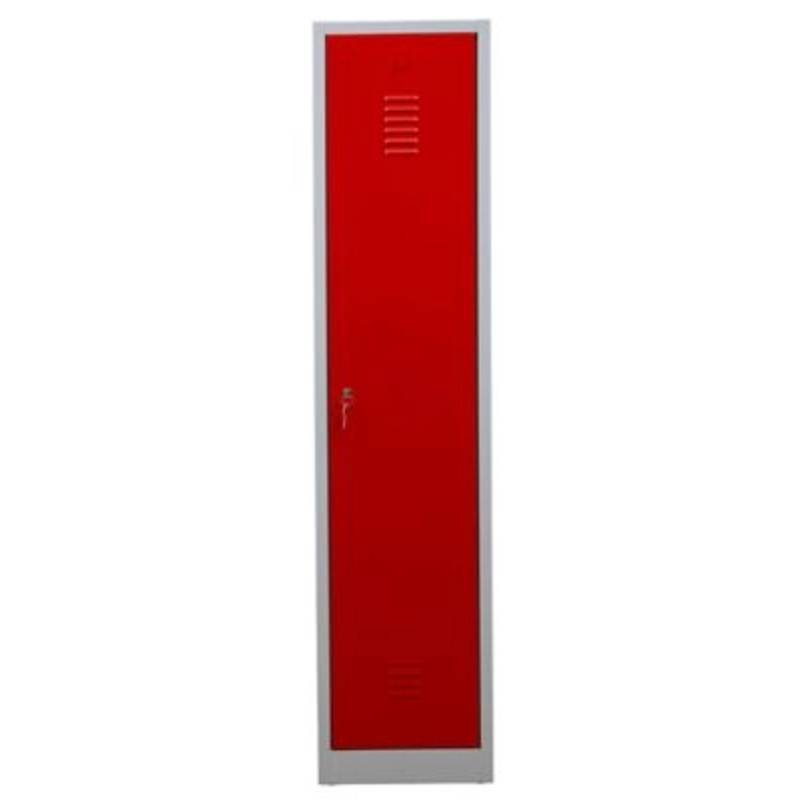 PROREGAL Garderobenspind Camel 1-Fach Mit Pro-Aufteilung HxBxT 180 x 41 x 50 cm Zylinderschloss Grau-Rot von PROREGAL