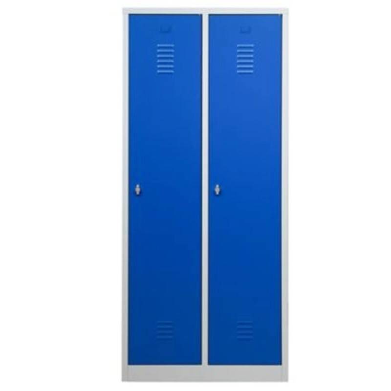 PROREGAL Garderobenspind Camel 2-Fach Mit Pro-Aufteilung HxBxT 180 x 80 x 50 cm Vorhängeschloss Grau-Blau von PROREGAL