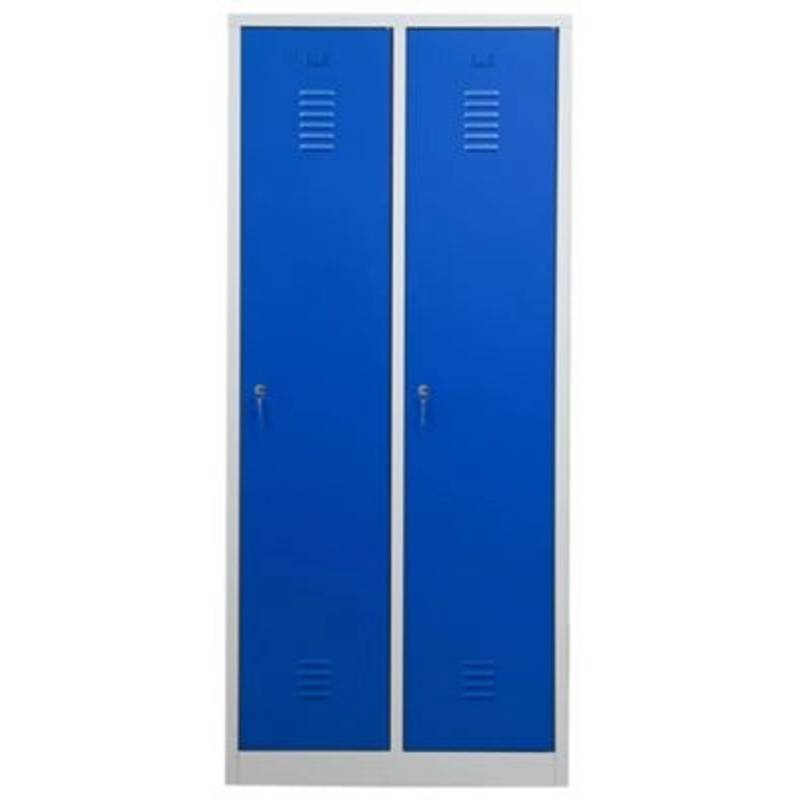 PROREGAL Garderobenspind Camel 2-Fach Mit Pro-Aufteilung HxBxT 180 x 80 x 50 cm Zylinderschloss Grau-Blau von PROREGAL