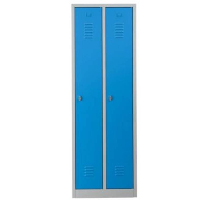 PROREGAL Garderobenspind Camel 2-Fächer HxBxT 180 x 60 x 50 cm Vorhängeschloss Grau-Hellblau von PROREGAL