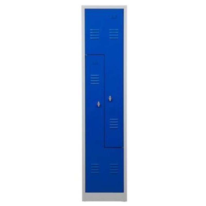 PROREGAL Garderobenspind Camel 2-Fächer-Z-Design HxBxT 180 x 41 x 50 cm Vorhängeschloss Grau-Blau von PROREGAL