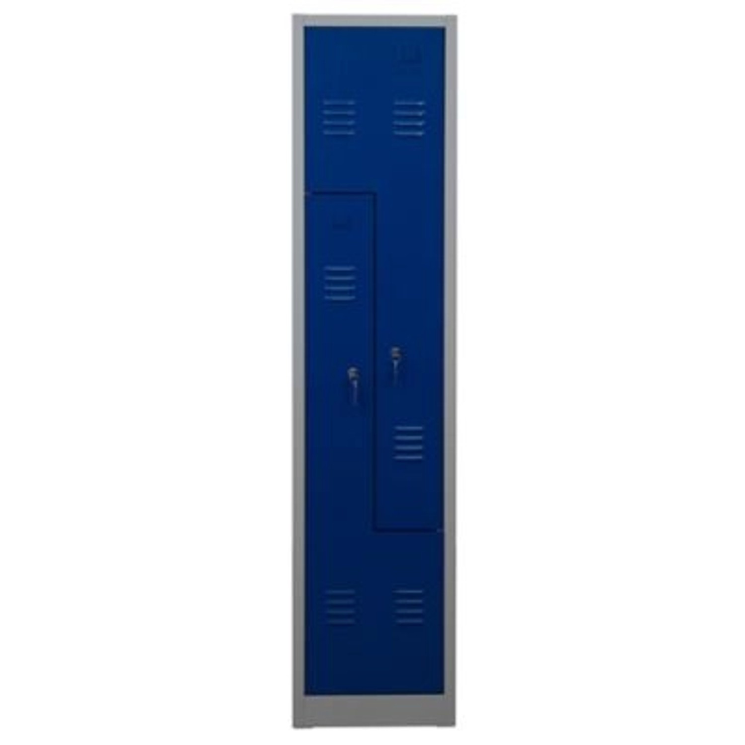 PROREGAL Garderobenspind Camel 2-Fächer-Z-Design HxBxT 180 x 41 x 50 cm Zylinderschloss Grau-Blau PROREGAL Garderobenspind Camel 2-Fächer-Z-Design HxBxT 180 x 41 x 50 cm Zylinderschloss Grau-Blau von PROREGAL