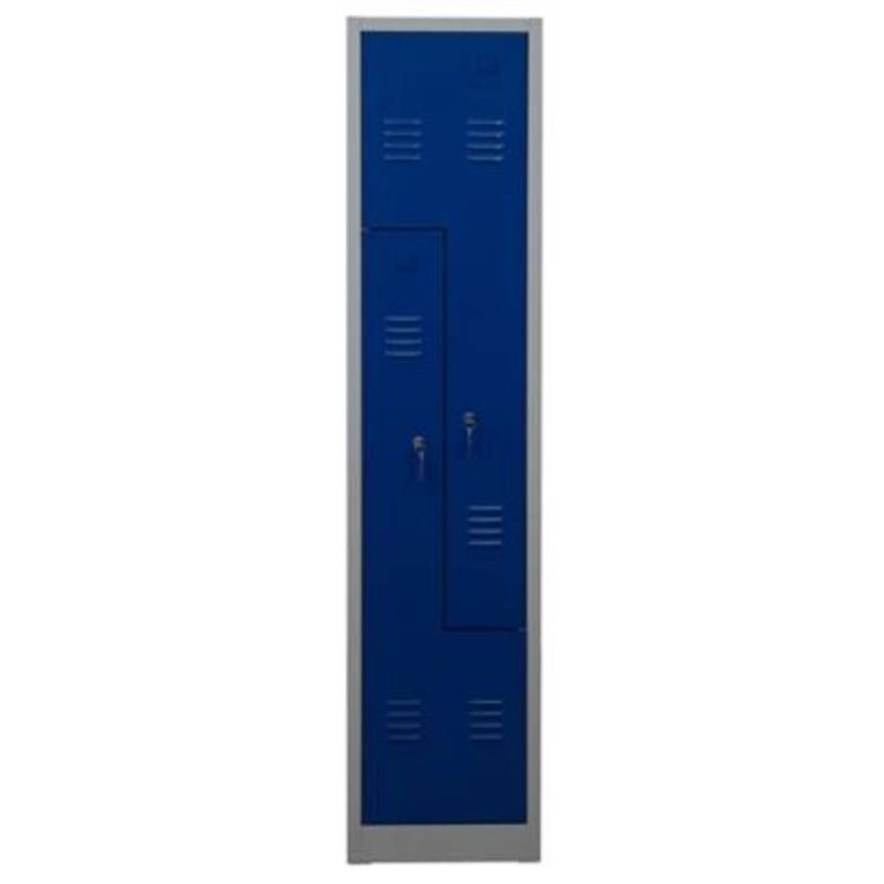 PROREGAL Garderobenspind Camel 2-Fächer-Z-Design HxBxT 180 x 41 x 50 cm Zylinderschloss Grau-Blau von PROREGAL