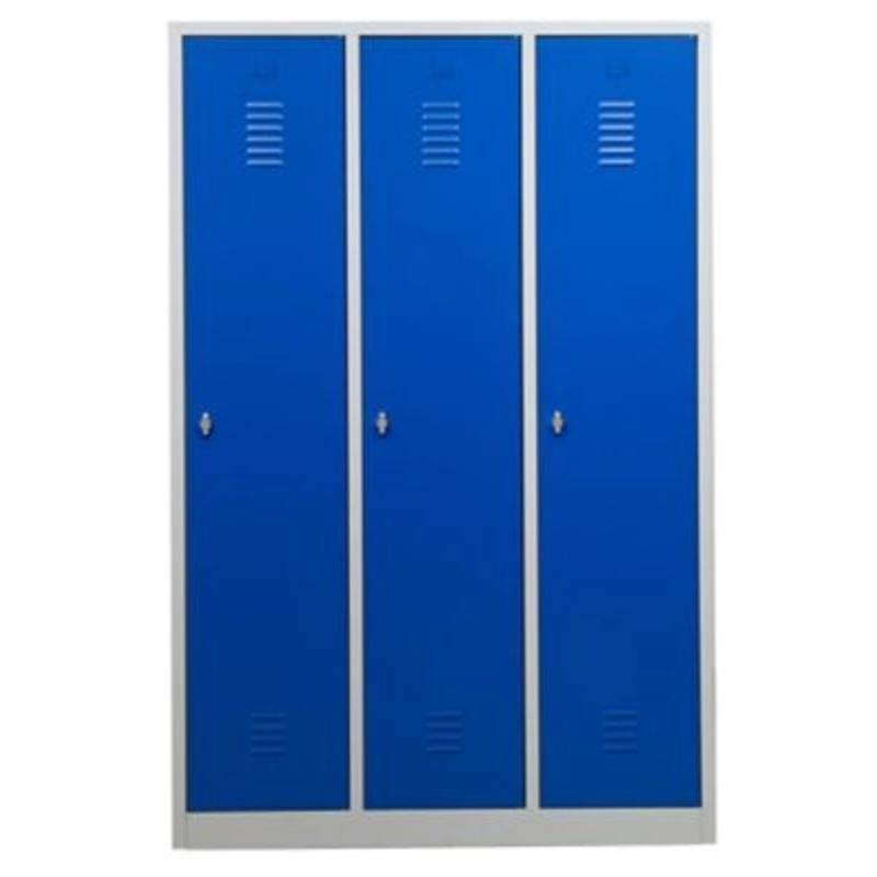 PROREGAL Garderobenspind Camel 3-Fach Mit Pro-Aufteilung HxBxT 180 x 119 x 50 cm Vorhängeschloss Grau-Blau von PROREGAL