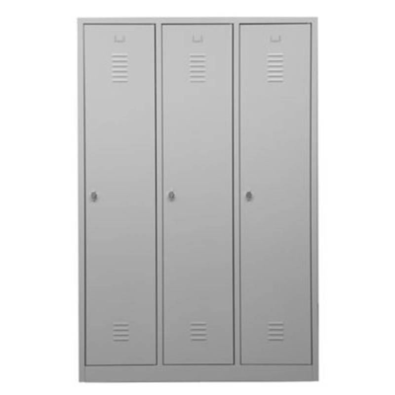 PROREGAL Garderobenspind Camel 3-Fach Mit Pro-Aufteilung HxBxT 180 x 119 x 50 cm Vorhängeschloss Grau von PROREGAL