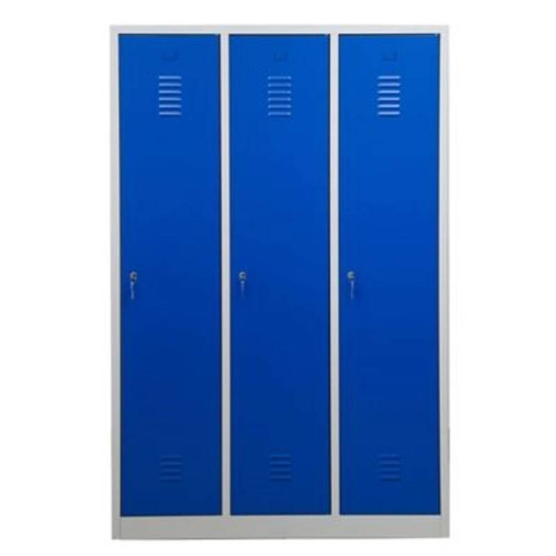 PROREGAL Garderobenspind Camel 3-Fach Mit Pro-Aufteilung HxBxT 180 x 119 x 50 cm Zylinderschloss Grau-Blau von PROREGAL