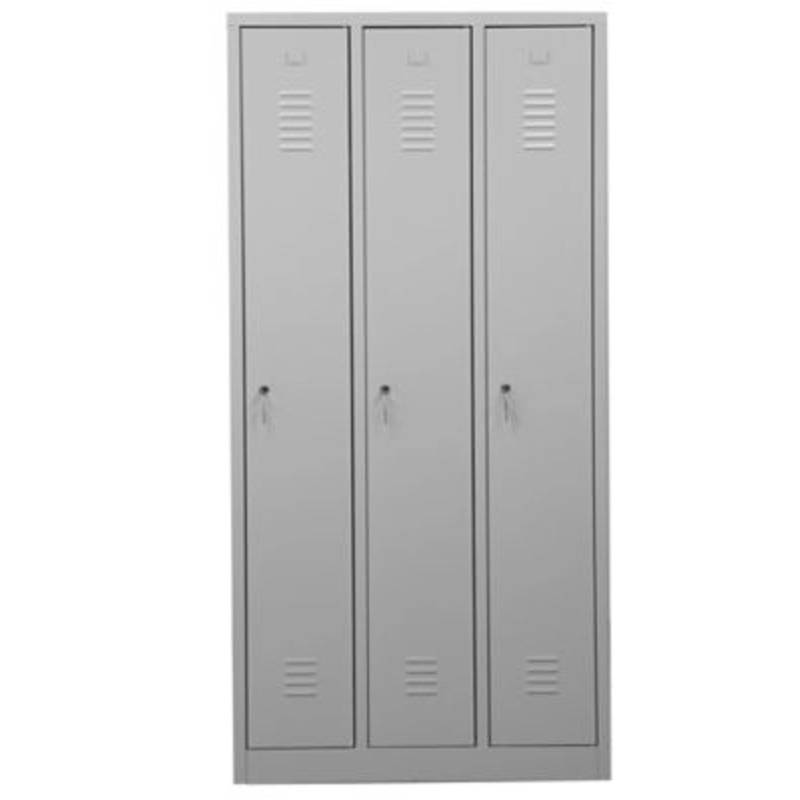 PROREGAL Garderobenspind Camel 3-Fächer HxBxT 180 x 90 x 50 cm Zylinderschloss Grau von PROREGAL