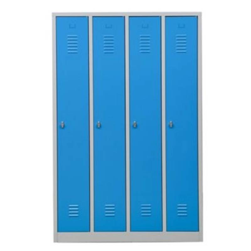 PROREGAL Garderobenspind Camel 4-Fächer HxBxT 180 x 117 x 50 cm Vorhängeschloss Grau-Hellblau von PROREGAL