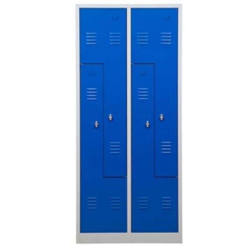 PROREGAL Garderobenspind Camel 4-Fächer-Z-Design HxBxT 180 x 80 x 50 cm Vorhängeschloss Grau-Blau von PROREGAL