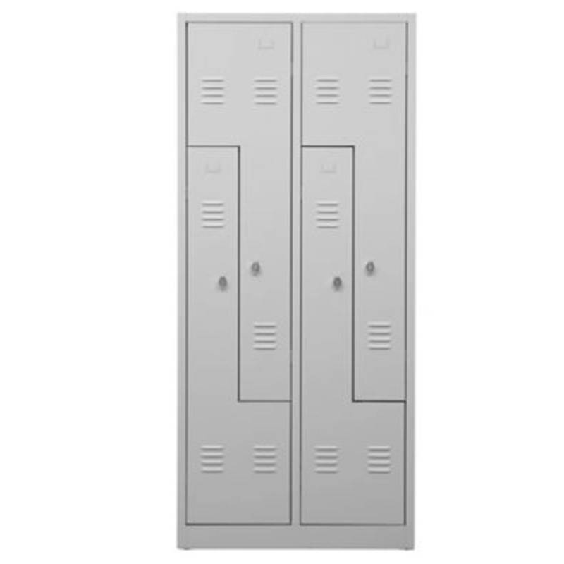 PROREGAL Garderobenspind Camel 4-Fächer-Z-Design HxBxT 180 x 80 x 50 cm Vorhängeschloss Grau von PROREGAL