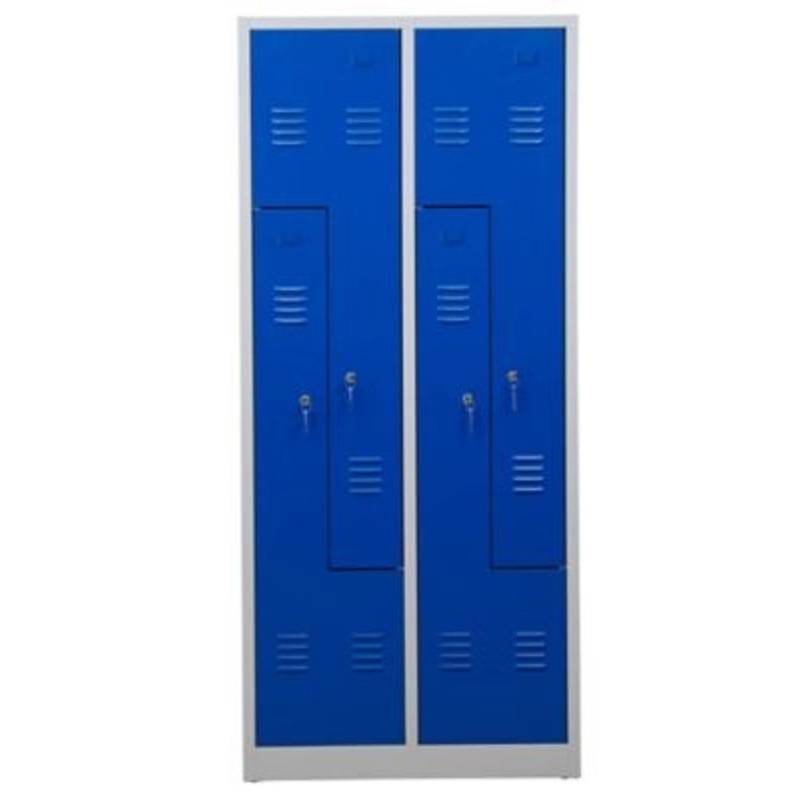 PROREGAL Garderobenspind Camel 4-Fächer-Z-Design HxBxT 180 x 80 x 50 cm Zylinderschloss Grau-Blau von PROREGAL