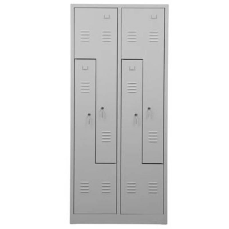 PROREGAL Garderobenspind Camel 4-Fächer-Z-Design HxBxT 180 x 80 x 50 cm Zylinderschloss Grau von PROREGAL