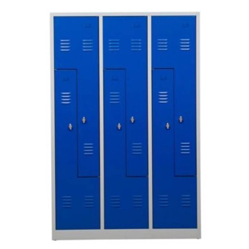 PROREGAL Garderobenspind Camel 6-Fächer-Z-Design HxBxT 180 x 120 x 50 cm Vorhängeschloss Grau-Blau von PROREGAL