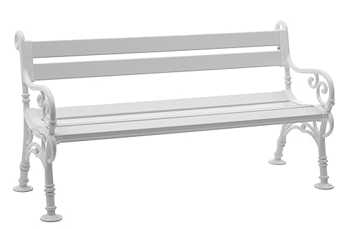 PROREGAL Gartenbank Curacao | 3-Sitzer | Weiß | HxBxT 85x160x60cm | Witterungs- & UV-beständiger Kunststoff | Parkbank Sitzbank Außenbereich Garten Balkon Terrasse von PROREGAL