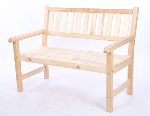 PROREGAL Gartenbank Grana | HxBxT 90x117x70cm | Inkl. Planenabdeckung | Natur | Parkbank Gartenmöbel Sitzbank Bank Friesenbank von PROREGAL