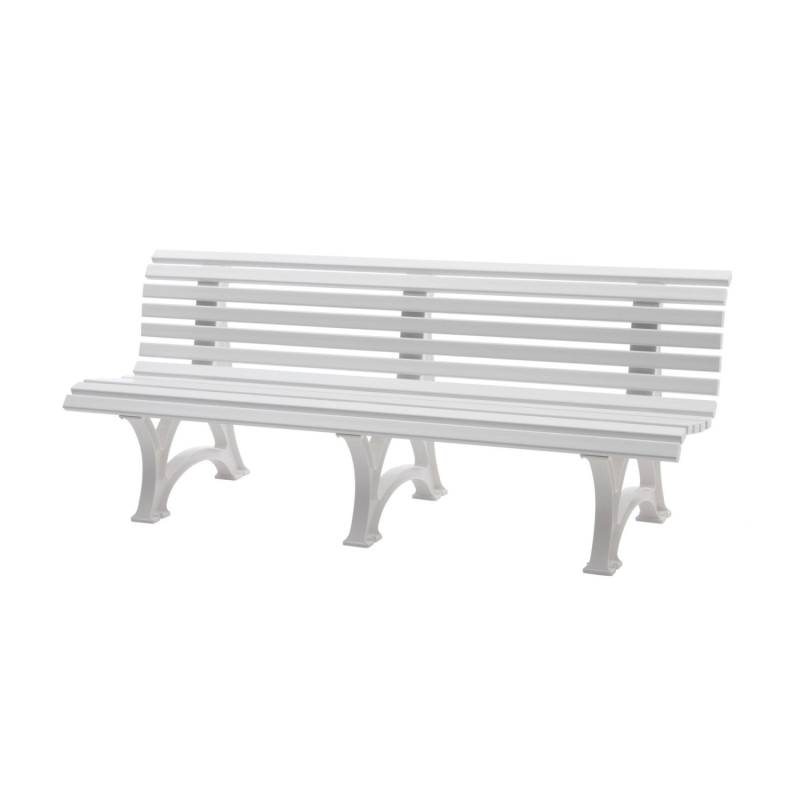 PROREGAL Gartenbank Jamaika 4 Sitzer Weiß HxBxT 80 x 200 x 64 cm Witterungskunststoff & UV Beständiger Kunststoff Parkbank Sitzbank von PROREGAL