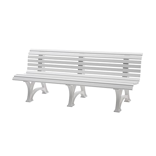 PROREGAL Gartenbank Jamaika | 4-Sitzer | Weiß | HxBxT 80x200x64cm | Witterungs- & UV-beständiger Kunststoff | Parkbank Sitzbank Außenbereich Garten Balkon Terrasse von PROREGAL