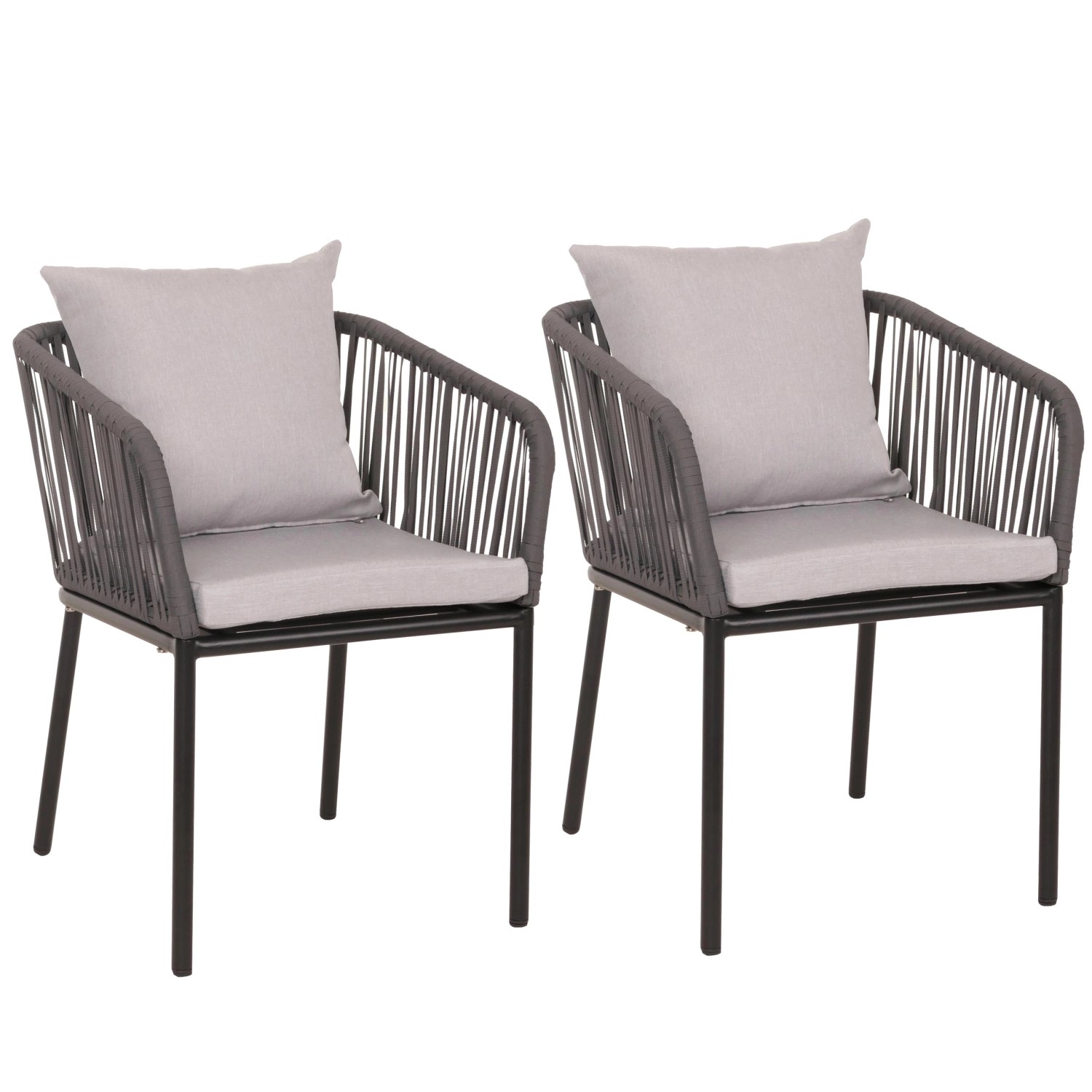 PROREGAL Gartenstuhl 2er-Set 75x55x55cm Sitzhöhe 48cm Wetterfest Aluminium Seilgeflecht Rope Anthrazit Kissen Grau Outdoor Armlehne PROREGAL Gartenstuhl 2er-Set 75x55x55cm Sitzhöhe 48cm Wetterfest Aluminium Seilgeflecht Rope Anthrazit Kissen Grau Outdoor Armlehne von PROREGAL