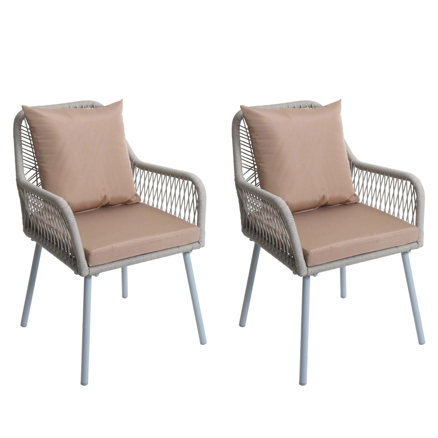PROREGAL Gartenstuhl 2er-Set 81x54x62cm Sitzhöhe 46cm Outdoor Sitz-/Rückenpolster Aluminium Grau Grau Bezug Taupe PROREGAL Gartenstuhl 2er-Set 81x54x62cm Sitzhöhe 46cm Outdoor Sitz-/Rückenpolster Aluminium Grau Grau Bezug Taupe von PROREGAL