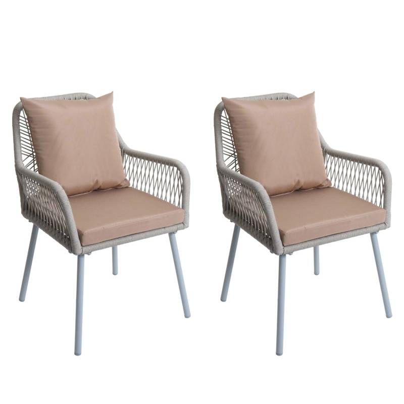 PROREGAL Gartenstuhl 2er-Set 81x54x62cm Sitzhöhe 46cm Outdoor Sitz-/Rückenpolster Aluminium Grau Grau Bezug Taupe PROREGAL Gartenstuhl 2er-Set 81x54x62cm Sitzhöhe 46cm Outdoor Sitz-/Rückenpolster Aluminium Grau Grau Bezug Taupe von PROREGAL