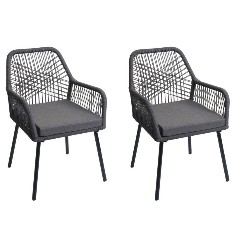 PROREGAL Gartenstuhl 2er-Set 81x54x62cm Sitzhöhe 46cm Outdoor Sitzpolster Aluminium Anthrazit  Bezug Dunkelgrau von PROREGAL