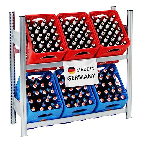PROREGAL Getränkekistenregal Chiemsee Made in Germany | HxBxT 100x106x34cm | 6 Kisten auf 2 Ebenen | Verzinkt | Kistenregal Kastenregal Getränkekregal Kistenständer Wasserkistenregal von PROREGAL
