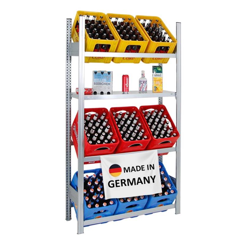 PROREGAL Getränkekistenregal Getränkeregal Chiemsee Made in Germany HxBxT 185 x 106 x 34 cm 9 Kisten auf 3 Ebenen & Board Verzinkt PROREGAL Getränkekistenregal Getränkeregal Chiemsee Made in Germany HxBxT 185 x 106 x 34 cm 9 Kisten auf 3 Ebenen & Board Verzinkt von PROREGAL