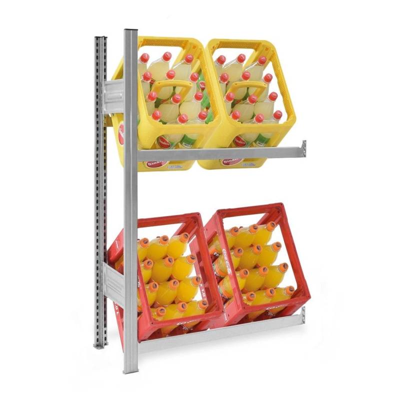 PROREGAL Getränkekistenregal Stecksystem T-Profil Anbauregal HxBxT 120 x 75 x 30 cm Fachlast 100 kg 2 Ebenen für 4 Getränkekisten Verzinkt PROREGAL Getränkekistenregal Stecksystem T-Profil Anbauregal HxBxT 120 x 75 x 30 cm Fachlast 100 kg 2 Ebenen für 4 Getränkekisten Verzinkt von PROREGAL