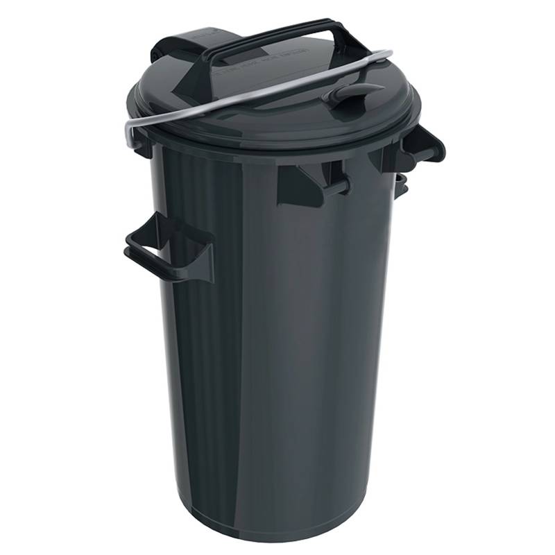 PROREGAL Großer Mülleimer Mit Deckel und Bügel 50 Liter HxBxT 73 x 30,5 x 44,5 cm Kunststoff Schwarz von PROREGAL