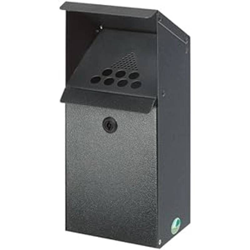 PROREGAL Großvolumiger Wandascher Mit Schutzdach 3,7 Liter HxBxT 41 x 18 x 15 cm Verzinkter Stahl Grau von PROREGAL