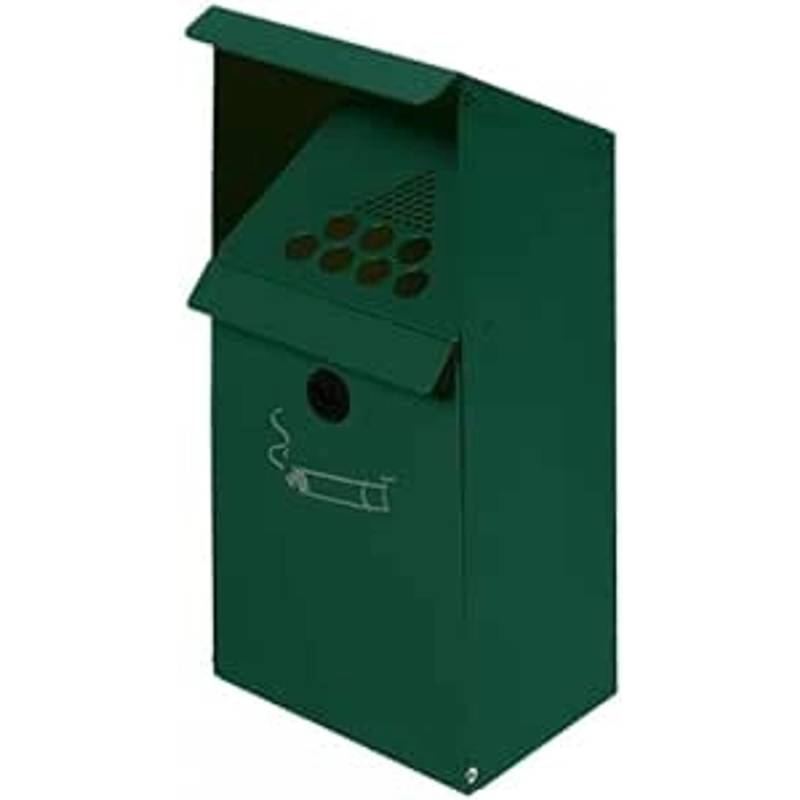 PROREGAL Großvolumiger Wandascher Mit Schutzdach 3,7 Liter HxBxT 41 x 18 x 15 cm Verzinkter Stahl Grün von PROREGAL