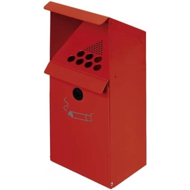 PROREGAL Großvolumiger Wandascher Mit Schutzdach 3,7 Liter HxBxT 41 x 18 x 15 cm Verzinkter Stahl Rot von PROREGAL