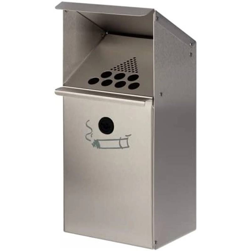 PROREGAL Großvolumiger Wandascher Mit Schutzdach 3,7 Liter HxBxT 41 x 18 x 15 cm Verzinkter Stahl Silber von PROREGAL