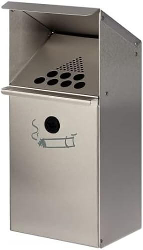 PROREGAL Großvolumiger Wandascher mit Schutzdach | 3,7 Liter, HxBxT 41x18x15cm | Verzinkter Stahl | Silber | Ascher Aschenbecher PROREGAL Großvolumiger Wandascher mit Schutzdach | 3,7 Liter, HxBxT 41x18x15cm | Verzinkter Stahl | Silber | Ascher Aschenbecher von PROREGAL