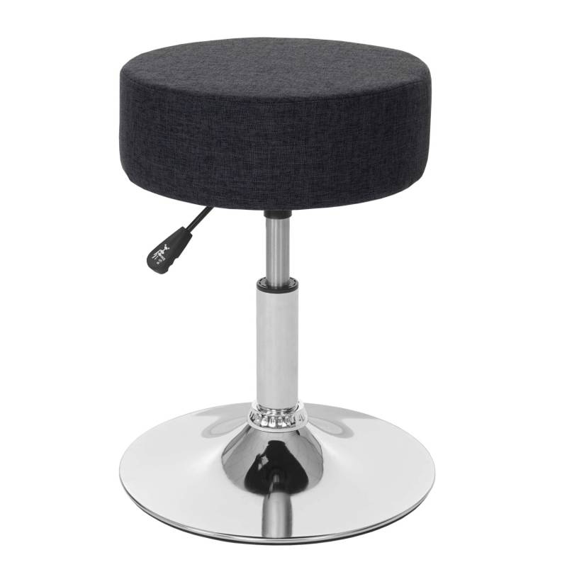 PROREGAL Hocker Höhenverstellbar Und Drehbar Sitzhöhe 43-55cm Durchmesser 35cm Textil Dunkelgrau Sitzhocker Schminkhocker von PROREGAL