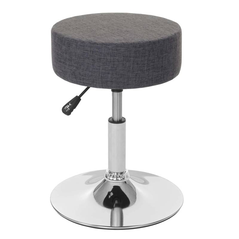 PROREGAL Hocker Höhenverstellbar Und Drehbar Sitzhöhe 43-55cm Durchmesser 35cm Textil Grau Sitzhocker Schminkhocker von PROREGAL