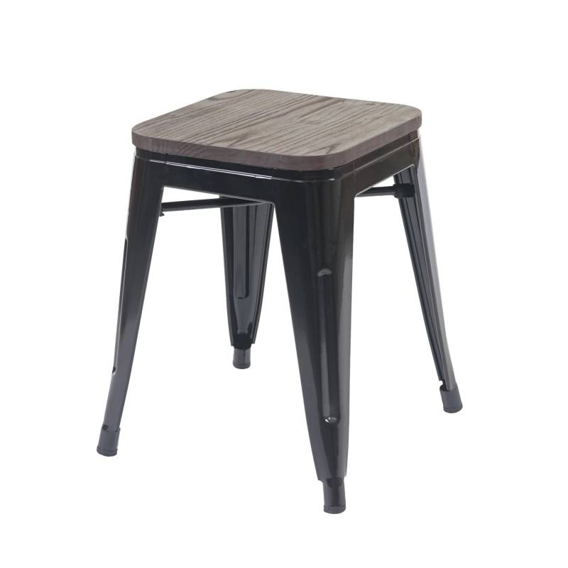 PROREGAL Hocker Inkl. Holz-Sitzfläche Metallhocker Sitzhocker Metall Industriedesign Stapelbar Schwarz von PROREGAL