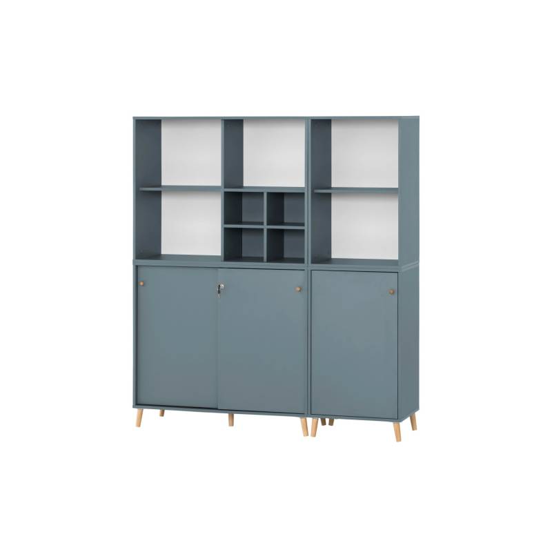 PROREGAL Jaguar Set 2 Aktenregal 2 Aktenschrank & Regalkreuz Breite 51-100 cm Blau von PROREGAL