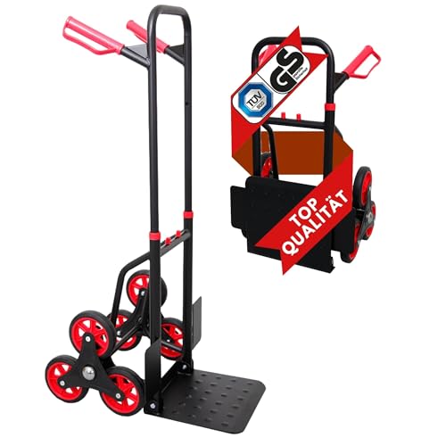 PROREGAL Klappbarer Profi-Treppensteiger Taurus 150 mit mit TÜV/GS Zertifizierung 110x45x61cm Traglast 150kg pannensichere Vollgummibereifung Rot-Schwarz Sackkarre Transportkarre Staplerkarre PROREGAL Klappbarer Profi-Treppensteiger Taurus 150 mit mit TÜV/GS Zertifizierung 110x45x61cm Traglast 150kg pannensichere Vollgummibereifung Rot-Schwarz Sackkarre Transportkarre Staplerkarre von PROREGAL