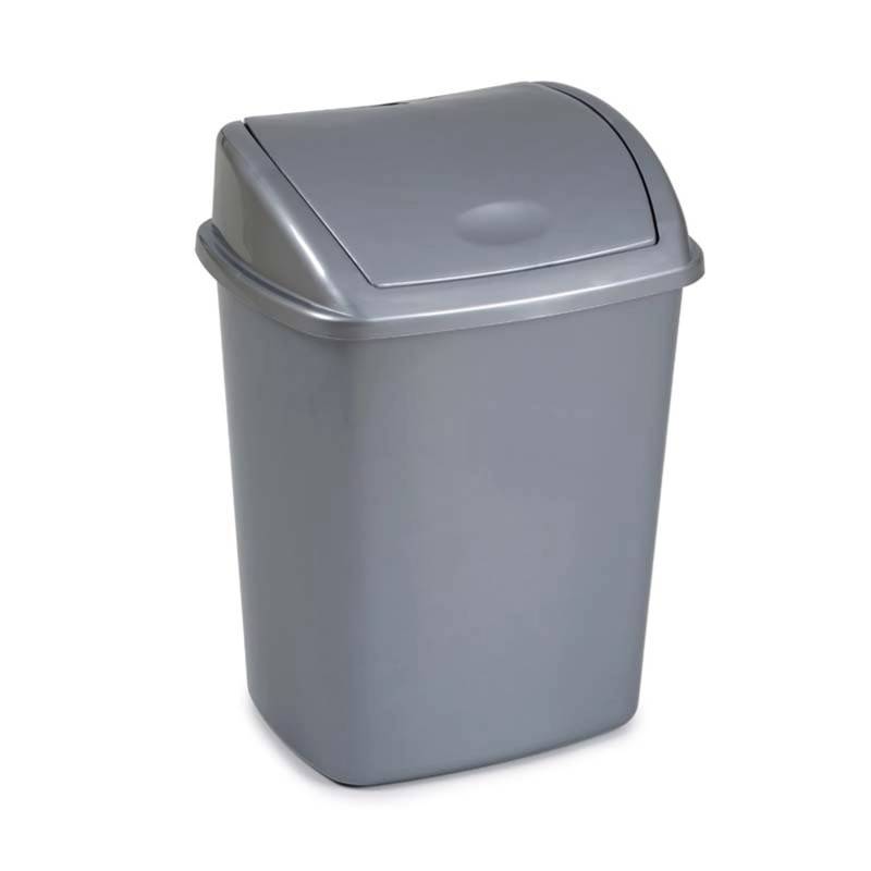 PROREGAL Klassischer Abfallbehälter Mit Klappdeckel 26 Liter HxBxT 48 x 35 x 27 cm Kunststoff Grau von PROREGAL
