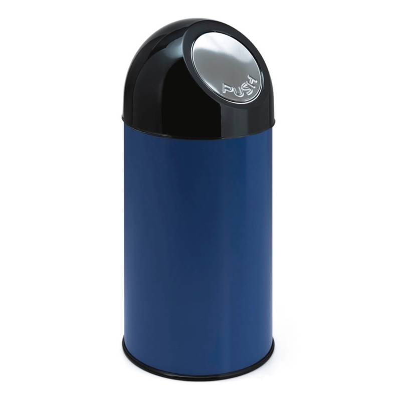 PROREGAL Klassischer Abfallbehälter Mit Pushdeckel 40 Liter HxBxT 67 x 31 x 31 cm Metall Blau von PROREGAL