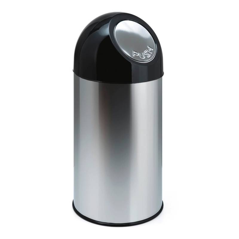 PROREGAL Klassischer Abfallbehälter Mit Pushdeckel 40 Liter HxBxT 67 x 31 x 31 cm Metall Edelstahl von PROREGAL