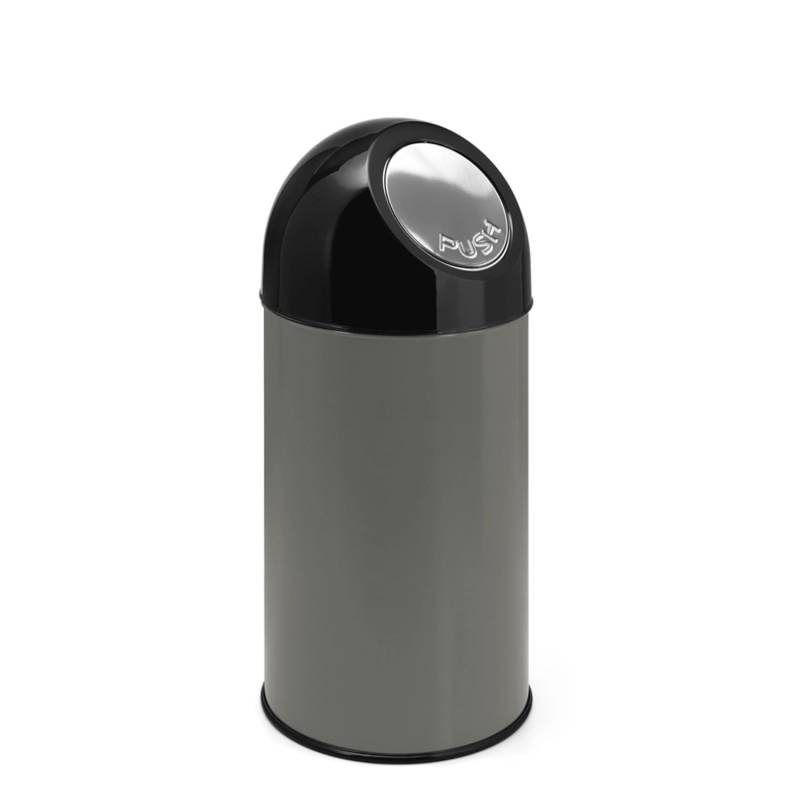 PROREGAL Klassischer Abfallbehälter Mit Pushdeckel 40 Liter HxBxT 67 x 31 x 31 cm Metall Metallik Grau von PROREGAL