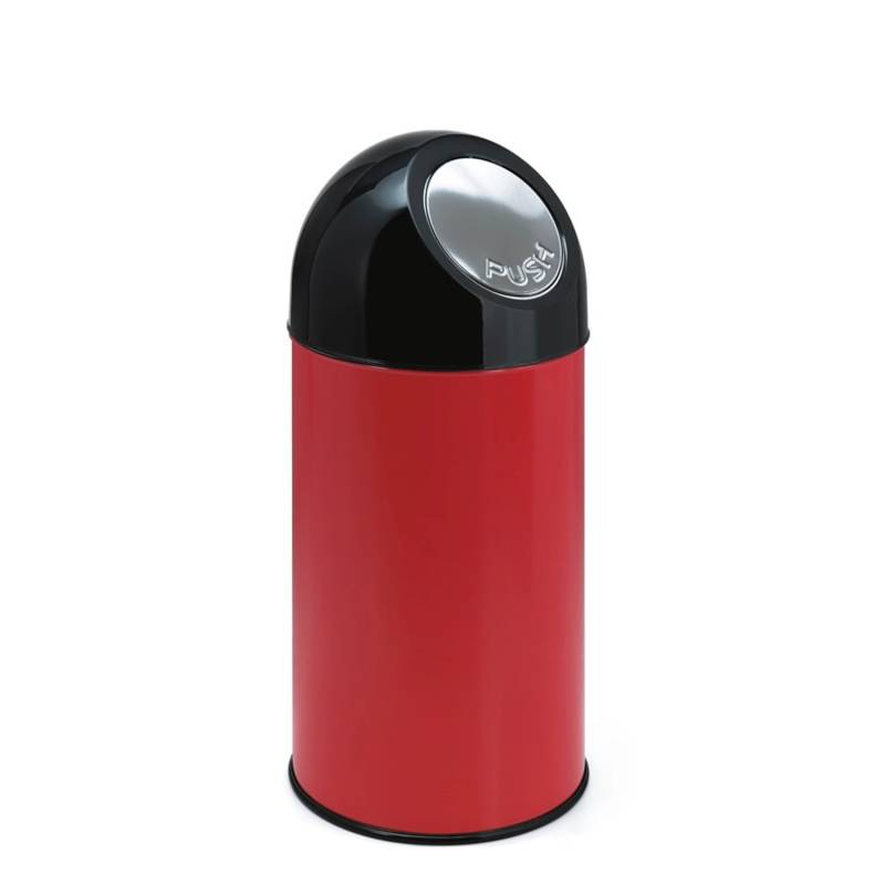 PROREGAL Klassischer Abfallbehälter Mit Pushdeckel 40 Liter HxBxT 67 x 31 x 31 cm Metall Rot von PROREGAL