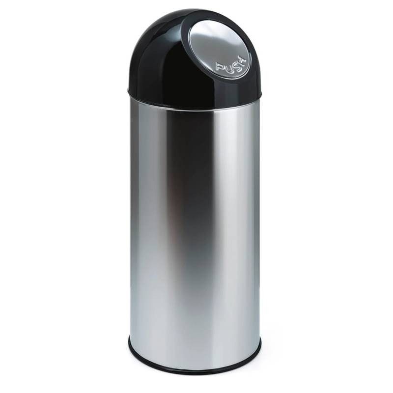 PROREGAL Klassischer Abfallbehälter Mit Pushdeckel 55 Liter HxBxT 84 x 31 x 31 cm Metall Edelstahl von PROREGAL